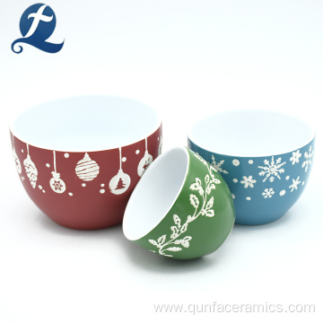 Printed Colorful Stoneware Dinnerware Ceramic Bowls Set